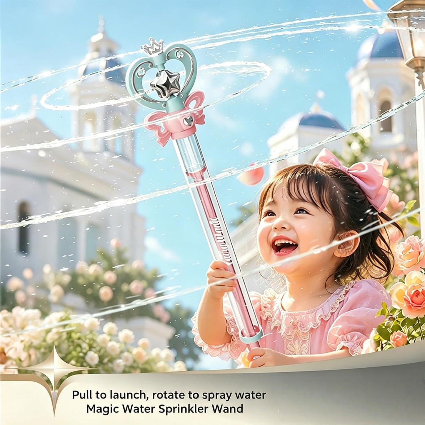 Princess Magic Wand Water Squirter — Pull & Spray Crown Blaster