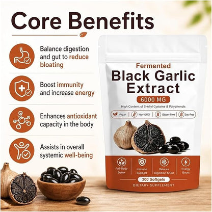 Fermented Black Garlic Extract – 300 Softgels