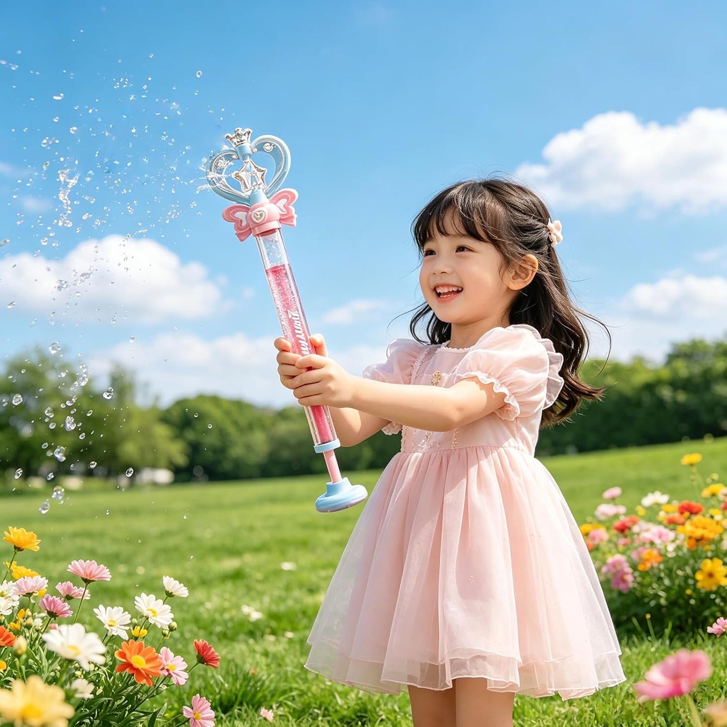 Princess Magic Wand Water Squirter — Pull & Spray Crown Blaster