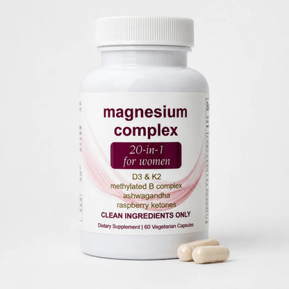 Magnesium Complex for Women – 20-in-1 Formula with D3, K2, Methylated B Complex & Ashwagandha