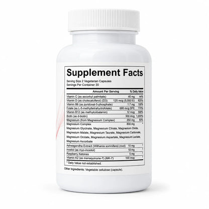 Magnesium Complex for Women – 20-in-1 Formula with D3, K2, Methylated B Complex & Ashwagandha