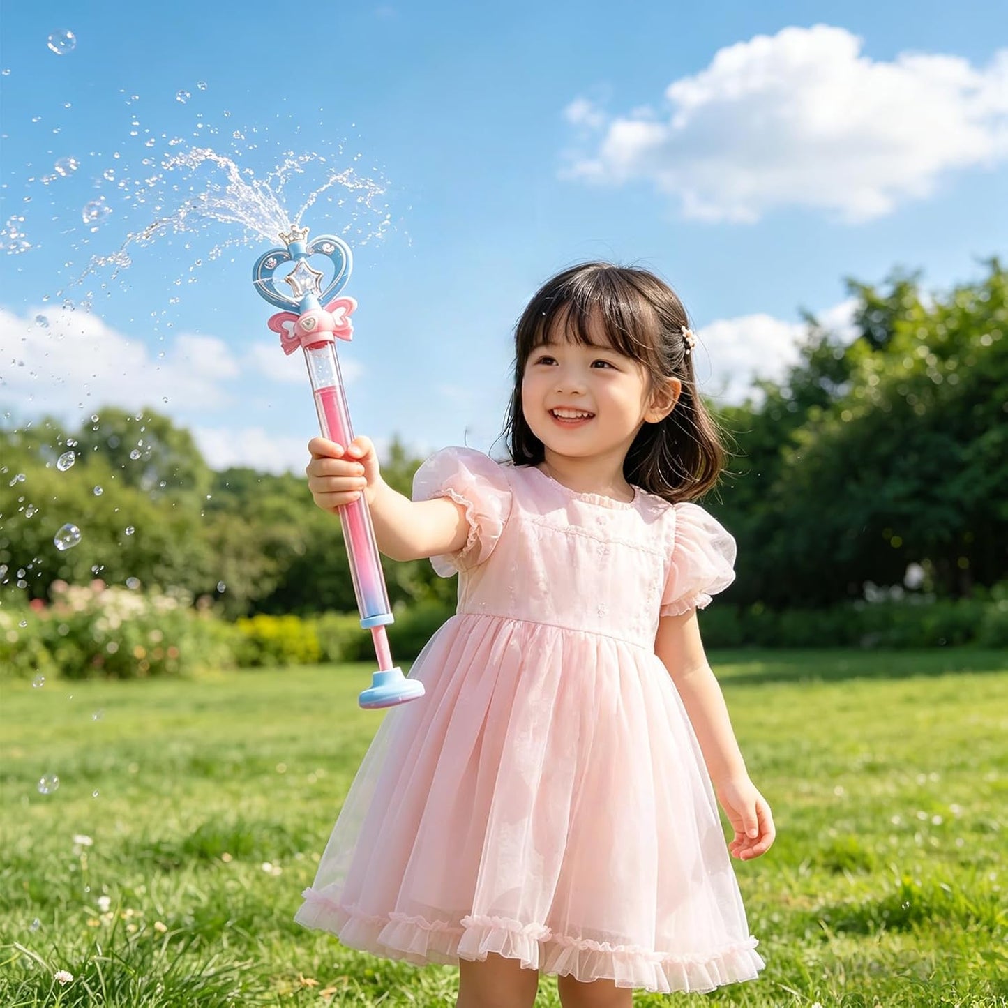 Princess Magic Wand Water Squirter — Pull & Spray Crown Blaster