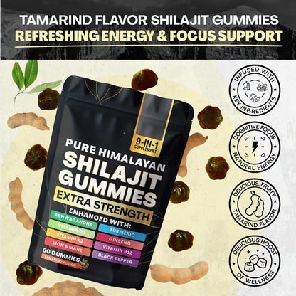 Shilajit Gummies 2000mg with Ashwagandha, Lion's Mane, Turmeric & Vitamins