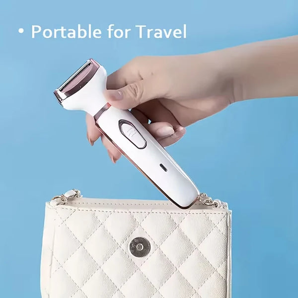 4-in-1 lady shaver interchangeable heads for facial, body, eyebrow, and nose grooming