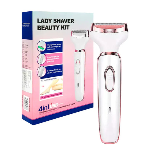 4-in-1 USB Rechargeable Lady Shaver – Women's Facial & Body Hair Remover